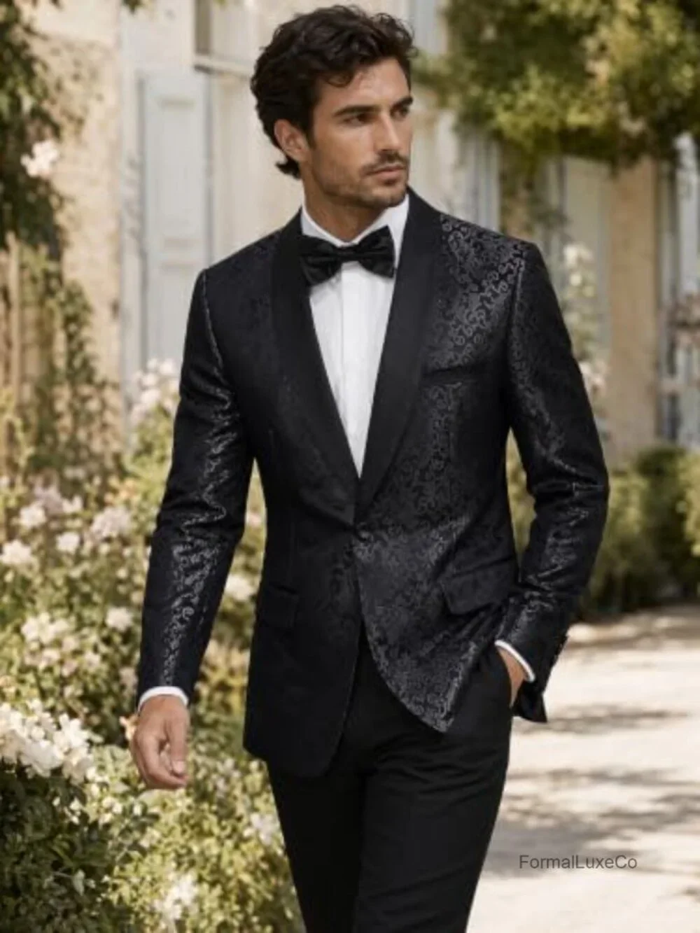 Men's Floral Prom Wedding Tuxedo Suits - Dinner Jacket & Pants Set